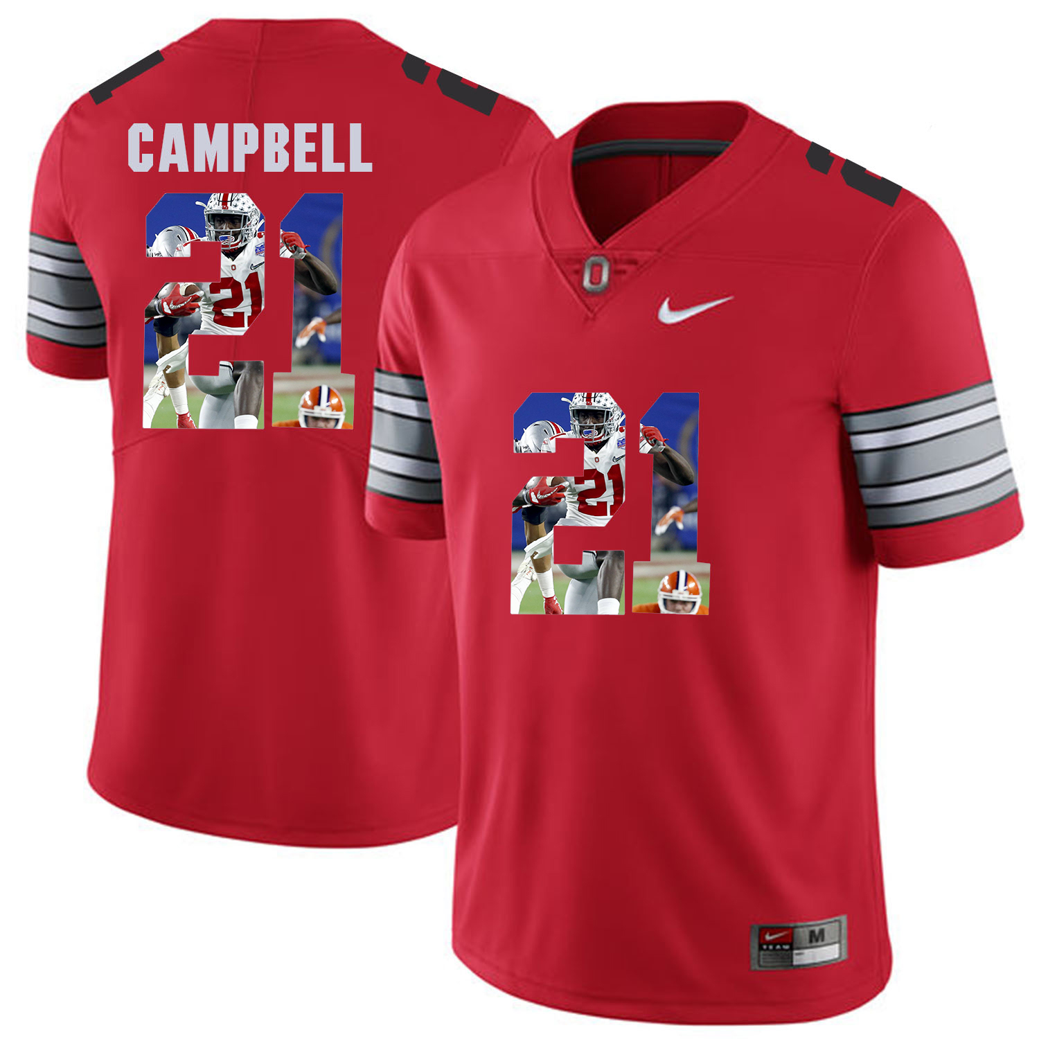 Men Ohio State #21 Gampbell Red Fashion Edition Customized NCAA Jerseys
